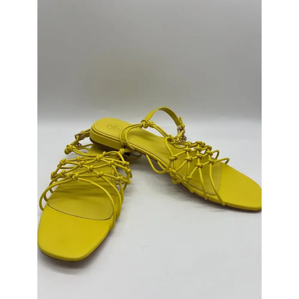 Tory Burch Barley There Knotted Flat Calendula Leather Sandals Size 10.5 NEW